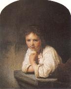 A Young Girl Leaning on a Window Sill REMBRANDT Harmenszoon van Rijn